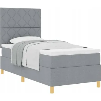 Postel Kontinentální postel s matrací světle šedá 203 x 100 x 128 cm