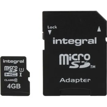 Paměťová karta Karta Micro SD MicroSDHC 4 GB Class 10 Integral Memory