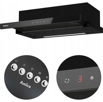 Digestoř Výsuvná digestoř Amica OTP6651BG černá sklo 60 cm