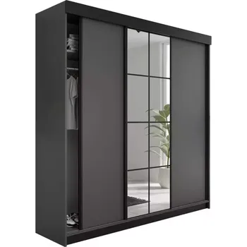 Předsíňová stěna Šatní skříň Lamaro 200 grafit-antracit + černé prvky