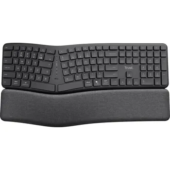 Keyboard Trust Keyra ERGO Wireless Multi Keyboard DE Bluetooth®, bezdrátový klávesnice ergonomická německá, QWERTZ černá