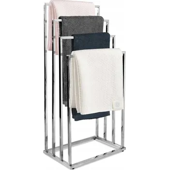 Věšák Stojanový věšák na ručníky LoftInspired kovový stříbrný se 4 rameny