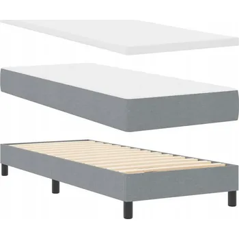 Postel Jednolůžková postel světle šedá s vícezónovou matrací 203 x 83 x 88 cm