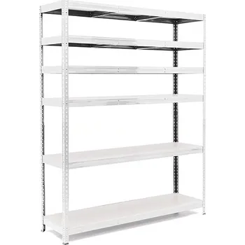 regál Policový regál Trestles RH 1800x1600x300, nosnost 1800 kg, 6 polic Barva: pozink, Provedení police: bílá MDF 5 mm