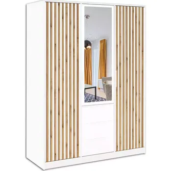 Ložnicová sestava Skříň Bali D3 Lux bílá/wotan/zrcadlo