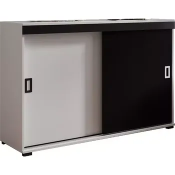 Kancelářská sestava Komoda Retro 140 Bílý/Černá + Rukojeti Bílý I Černá