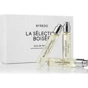 Unisex parfém BYREDO La Sélection Boisée dárková kazeta: EDP Black Saffron 12 ml + EDP Mojave Ghost 12 ml + EDP Super Cedar 12 ml unisex