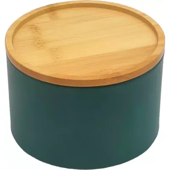 Dóza na potraviny Dóza s bambusovým víkem dark green ø13x9 cm
