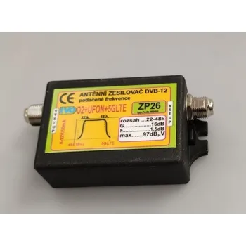 Anténní zesilovač Anténní zesilovač 16dB DVB-T2 s potlačením 02 plus UFON plus 5G LTE