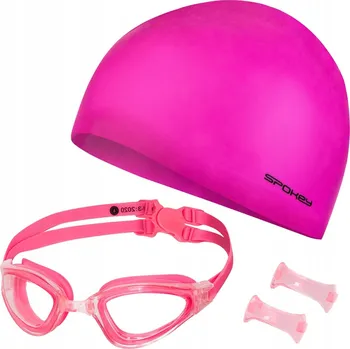 Plavecké brýle Plavecké brýle Anti-Fog + koupací čepice, růžová sada na bazén NILS