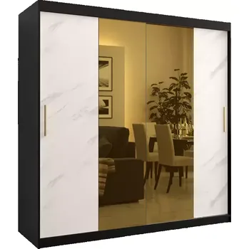 Předsíňová stěna Skříň Platinum T1 200 černá mramor/bílá