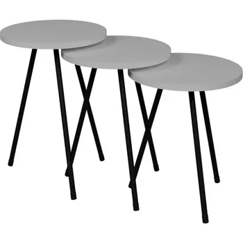 Obývací stěna Konferenční Stolek 3 ks FD–3PCTS-002 bílý/černý