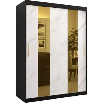 Předsíňová stěna Skříň Platinum Pole 150 černá mramor/bílá