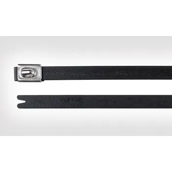 Organizace kabelů HellermannTyton 111-00289, MBT8SFC-SS316/SP-BK, stahovací pásky, 4.60 mm, 201 mm, černá, s kuličkovým uzávěrem, odolná vůči UV záření, 1 ks