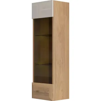 Obývací stěna Vitrína Gala VK35-1KS/GL pacific walnut/beige
