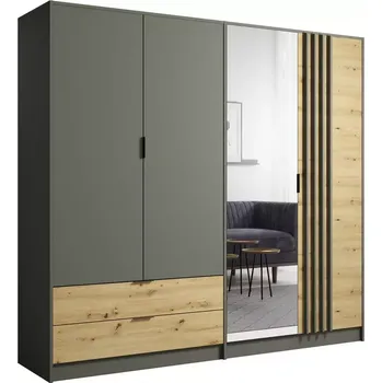 Ložnicová sestava Skříň Rimini 4d2s šedá/dub artisan