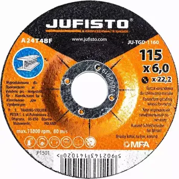 Brusný kotouč Brusný kotouč kov 115 x 6.0 mm, Jufisto