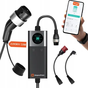 Nabíjecí stanice pro elektromobil Přenosná nabíjecí stanice pro elektromobily Typ 2 Ampere Point 32A 22kW + adaptér