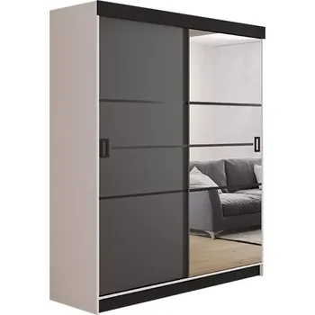 Kancelářská sestava Skříň Retro 138 4l Bílý / Přední Grafit