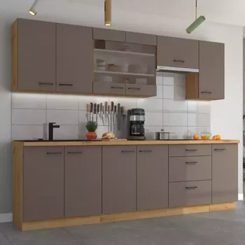 Kuchyňská linka Kuchyňská linka Bolonia trufel/artisan 260 cm s pracovní deskou