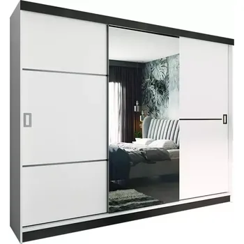 Kancelářská sestava Skříň Retro 2 200 Zrcadlo Bílý/Černá Mat