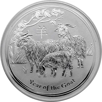 Stříbrná investiční mince Year of the Goat Rok Kozy Lunární 1 Oz 2015
