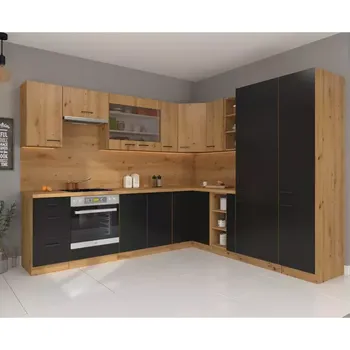 Kuchyňská linka Kuchyně Modena černá/artisan 270x235 cm