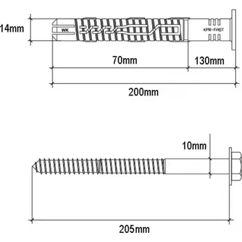 Hmoždinka Rozpěrná hmoždinka KPR-FAST-14x200K