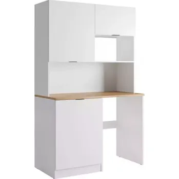 Kuchyňská skříňka Vitrína do kuchyně Luna bílá s deskou dub artisan