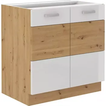 Kuchyňská skříňka Kuchyňská skříňka Artisan 80D 2F BB, bílá/ dub artisan