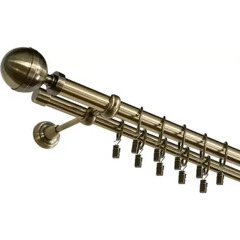 Garnýž dvouřadá 200 cm koule Fi 25 antické zlato