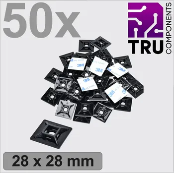 Organizace kabelů TRU COMPONENTS T24CA068 úchytka samolepicí, šroubovací TC-12888544 4cestný vstup pro provlečení černá 50 ks