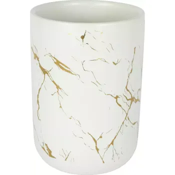 Držák na kartáček Kelímek na zubní kartáčky GOLD LINE, keramický, bílo-zlatý CST-1774 41