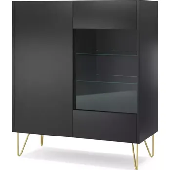 Obývací stěna Vitrína Harmony WT97 černá grafit/marmur black