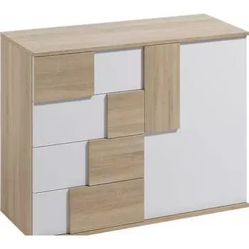Kancelářská sestava Komoda Elstra I 121cm Dub Sonoma/Bílá