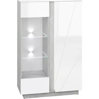 Vinotéka Vitrína Lumens 92 cm, bílá / beton