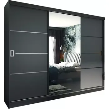 Kancelářská sestava Skříň Retro 200 4l Grafit / Přední Černá