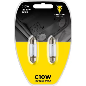 Povinná bezpečnostní výbava Žárovka 12V 10W C10W sufitová Coyote Vision 2 ks Blistr