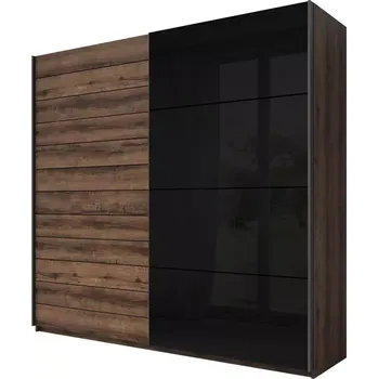 Předsíňová stěna Skříň Galaxy 200cm dub monastery/černé sklo