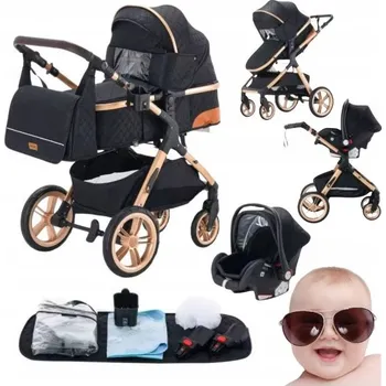 Kočárek DĚTSKÝ SPORTOVNÍ KOČÁREK 3v1 SKLÁDACÍ S AUTOSEDAČKOU YAZOCO