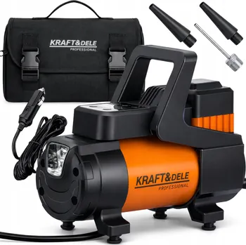 Kompresor KOMPRESOR SAMOCHODOWY 12V POMPKA AUTO KOMPRESOR 12V S MANOMETREM A LED SVÍTILNOU - PŘENOSNÝ