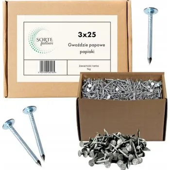Hřebík Hřebíky lepenkové 3x25mm pozinkované 1kg SORTE Fasteners