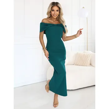 Dámské šaty Numoco Dámské smaragdové midi šaty 644-1 zelená S