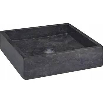 Umyvadlo Ručně vyráběné mramorové umyvadlo, černé, 40 x 40 x 10 cm
