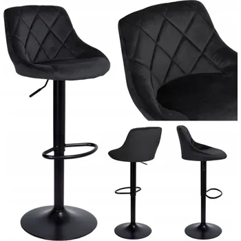 Barová židle BAROVÁ ŽIDLE KUCHYŇSKÁ OTOČNÁ BAROVÁ ŽIDLE DO OBÝVACÍHO POKOJE NASTAVITELNÁ, ČERNÁ, PROŠÍVANÁ