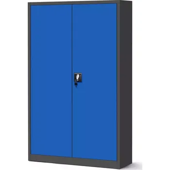 Kancelářská sestava Skříň Jan 2 kov antracit/modrý