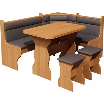 Jídelní set Rohová Sedací Souprava Merkury II Olše Eko Tmavý