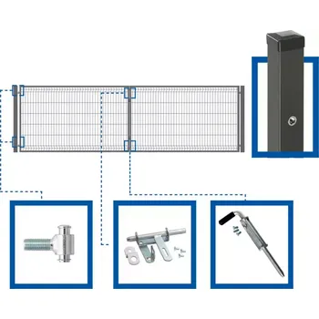 Plot 3D PLOTOVÁ BRÁNA 400 X 120 CM, KOMPLETNÍ SOUPRAVA - VČETNĚ SLOUPKŮ A PŘÍSLUŠENSTVÍ, WGBRA-T000297