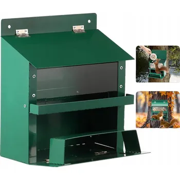 Krmítko pro ptáka KRMÍTKO PRO VEVERKY VELKÉ 20,5 x 15,8 x 23 CM NA KRMIVO - ZELENÉ