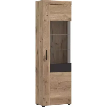 Obývací stěna Vitrína Grano GRNV01R 1D dub viking/pvc dub viking/pvc šedý vesmír